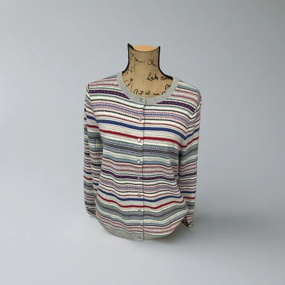 Talbots Multicolor Striped Cardigan Women’s Sweater Size Large - Picture 9 of 9